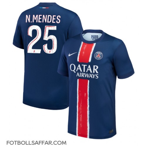 Paris Saint-Germain Nuno Mendes #25 Hemmatröja 2024-25 Kortärmad